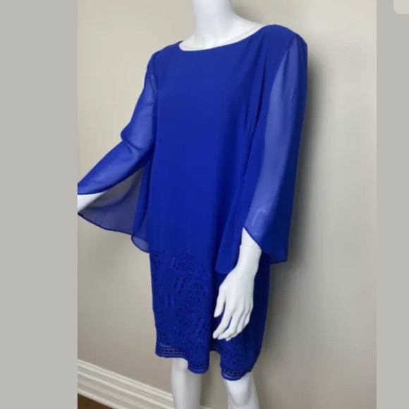 Tahari Arthur Dress brilliant blue Chiffon NWT - Picture 2 of 13